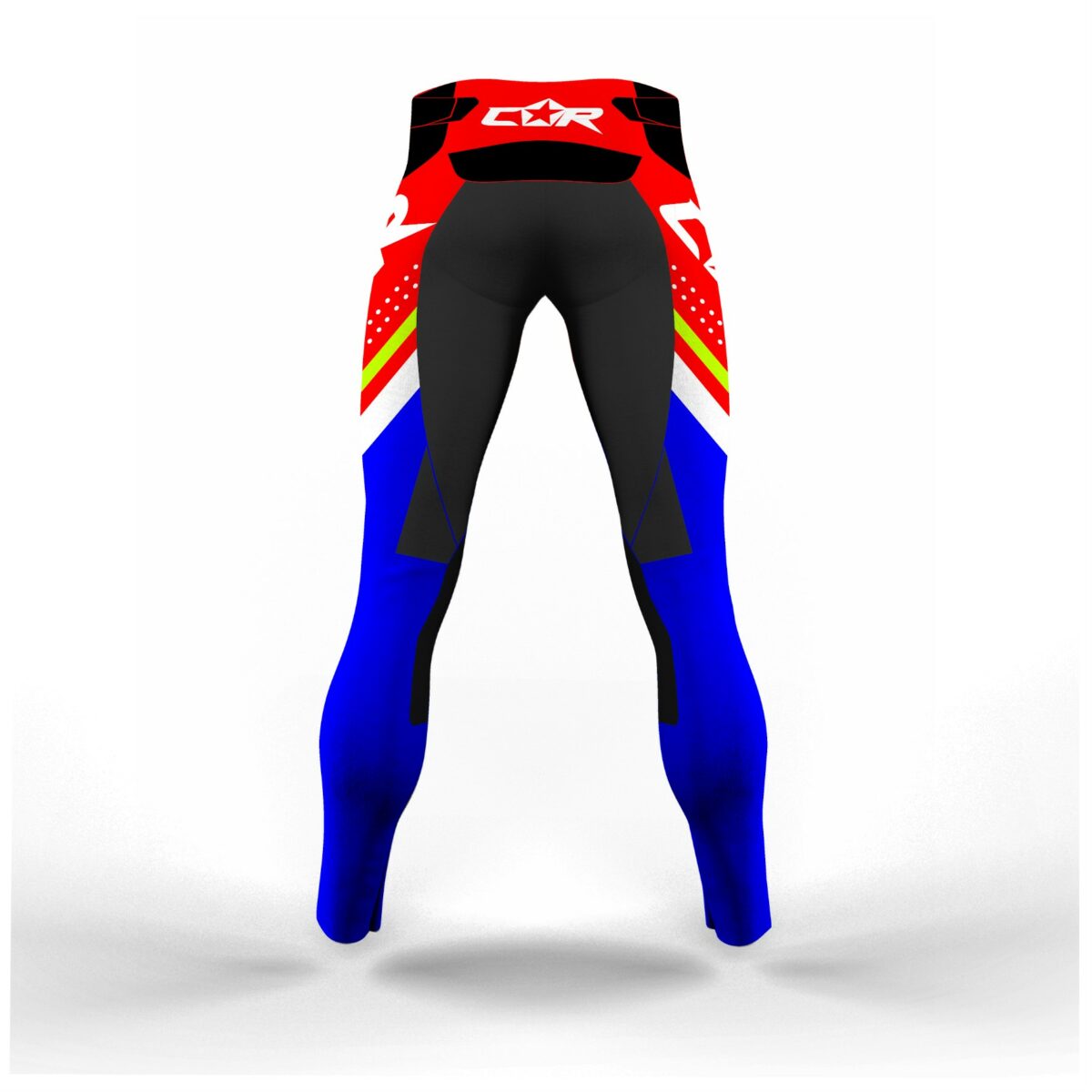 Pantalon motocross race rouge bleu jaune fluo – Image 2